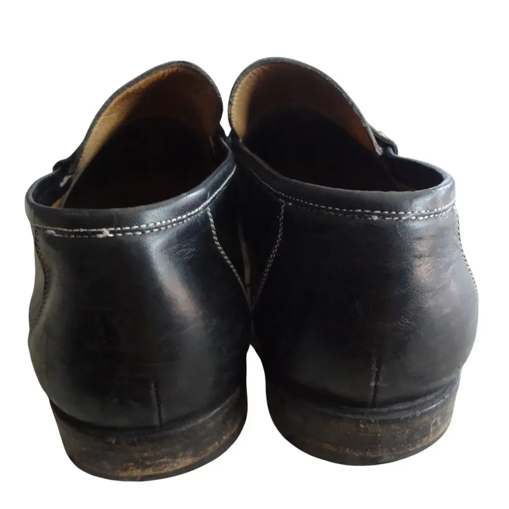 Santoni Austin Black Leather Penny Loafer Men 13 Moc Stitching Paine Italy Pinch
